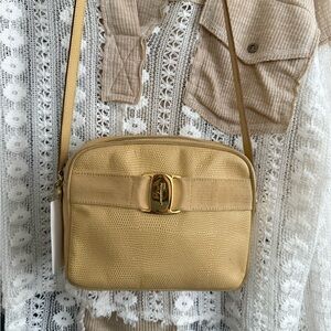 Salvatore Ferragamo Gold/Yellow Vara Crossbody Bag